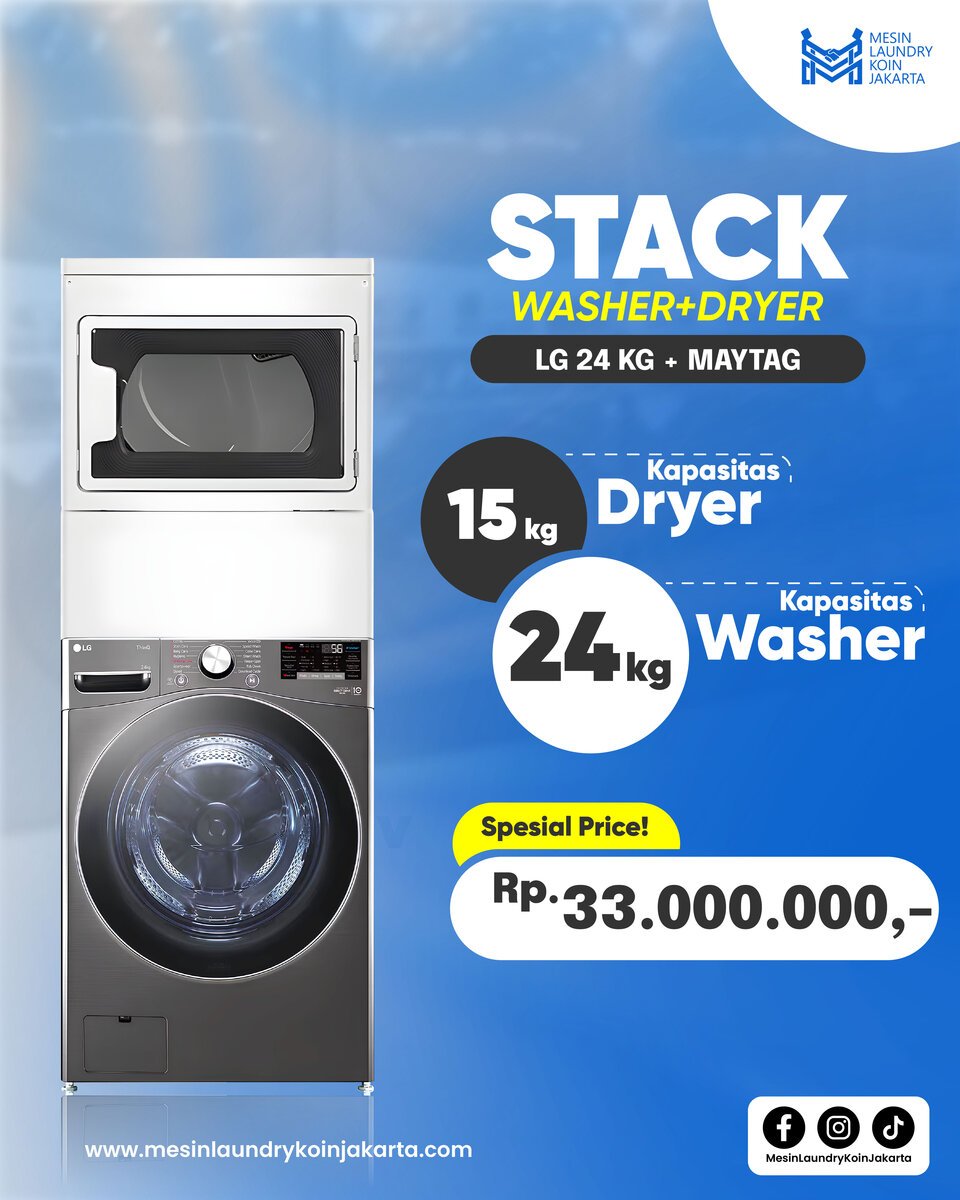 Pricelist satuan — Stack Washer+Dryer LG 24kg + Foggia