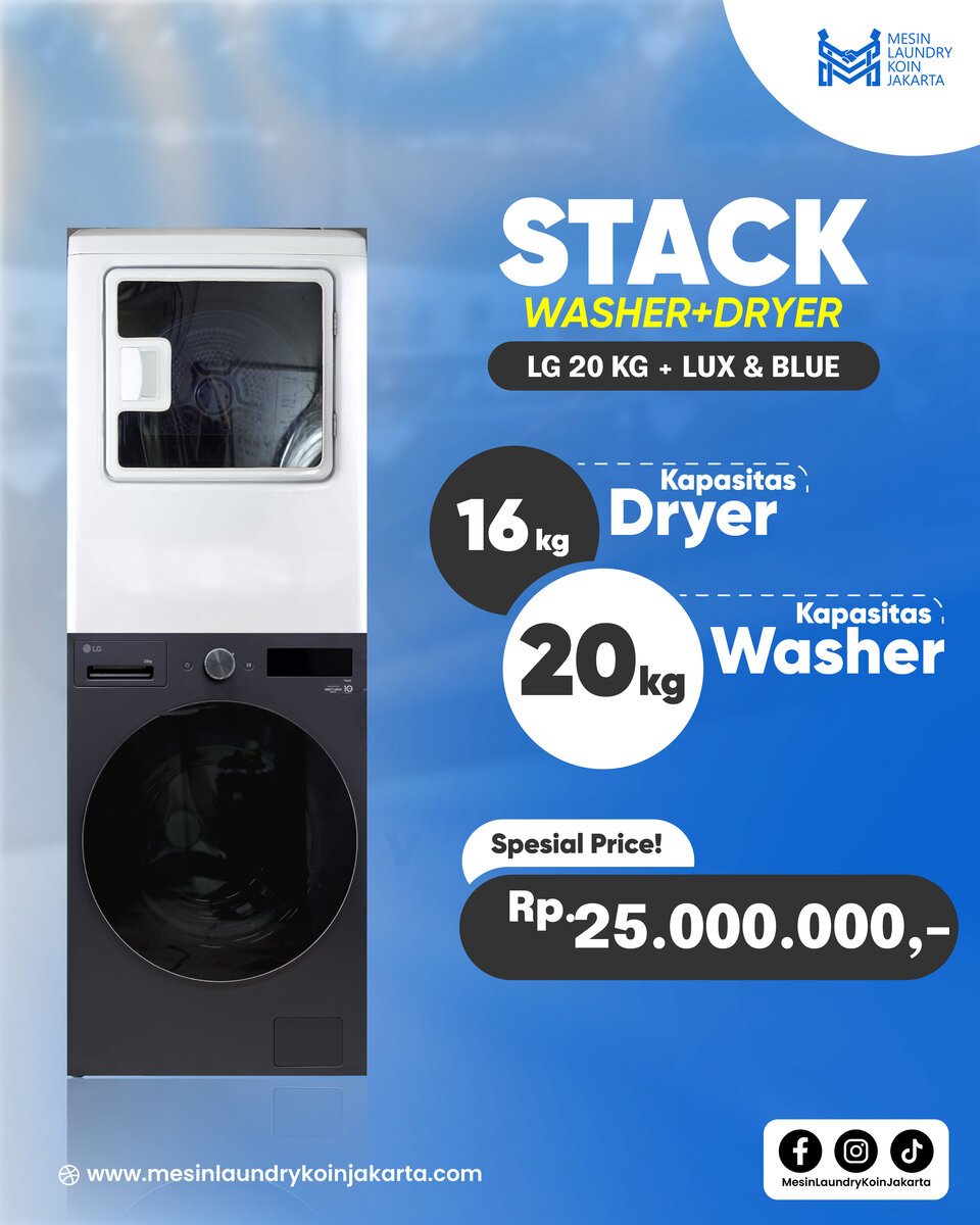 Pricelist satuan — Stack Washer+Dryer LG 24kg + Lux & Blue